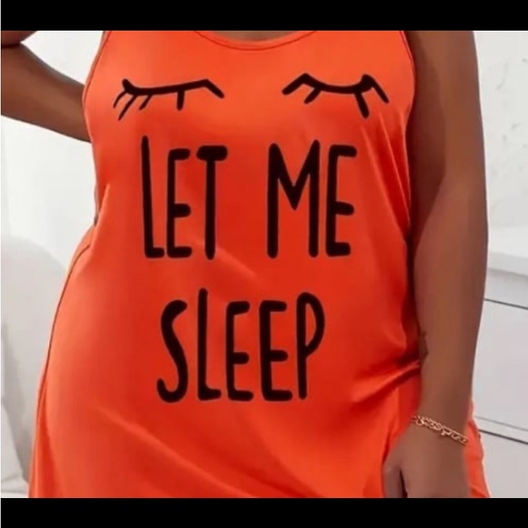 New! Women's Plus Casual Sleep Dress, Size X-Large. Eyelash & Letter Print - Picture 2 of 6